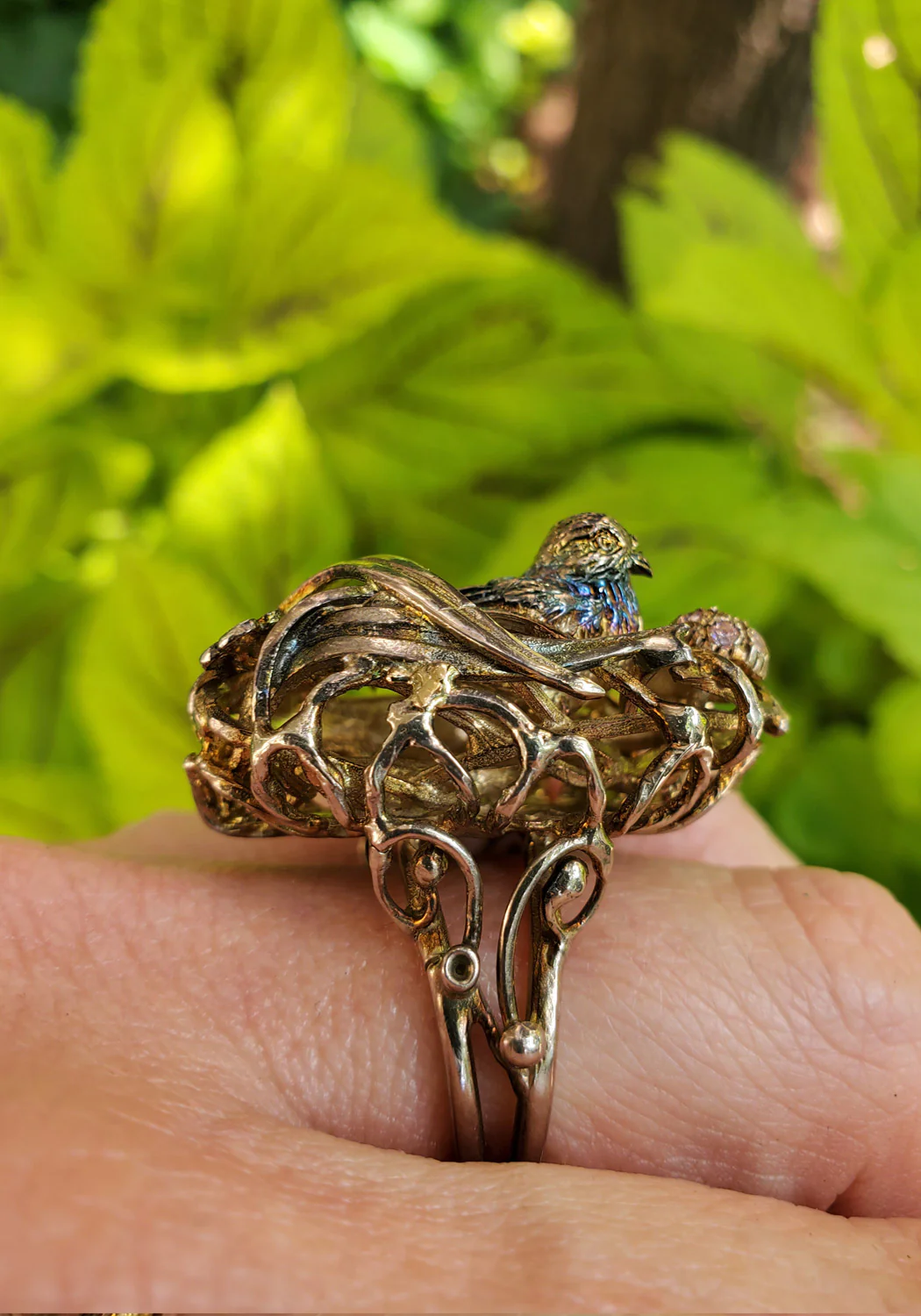 Vernissage Burnished Silver Happy Bird Nest Ring - Image 3
