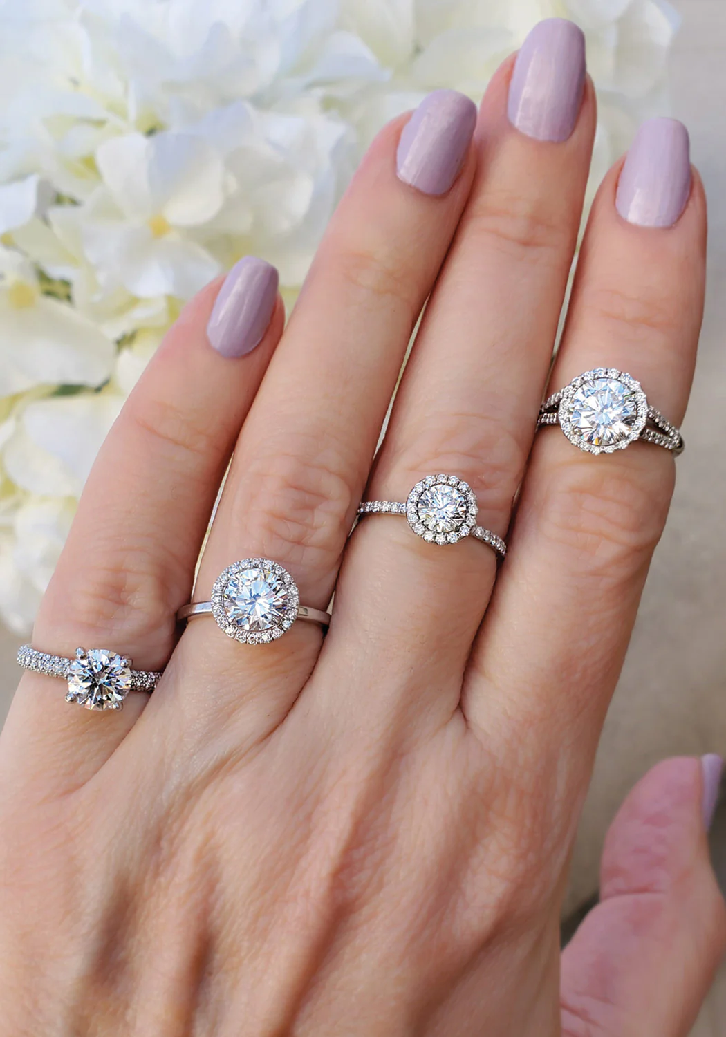 Oster Collection 18KWG Split-Shank Halo Round Diamond Engagement Ring - Image 4