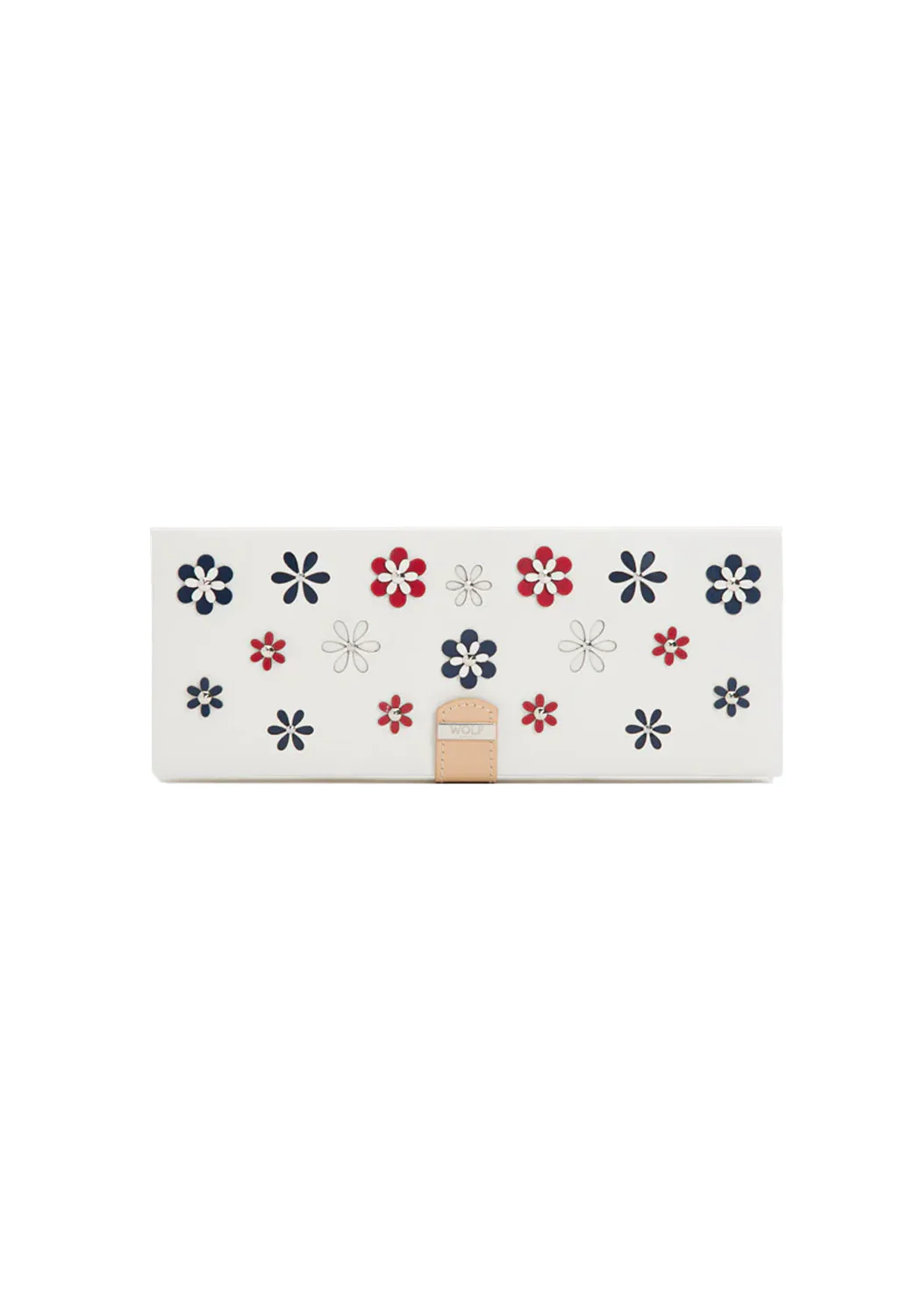 Wolf Blossom White Leather Safe Deposit Jewelry Box - Image 3