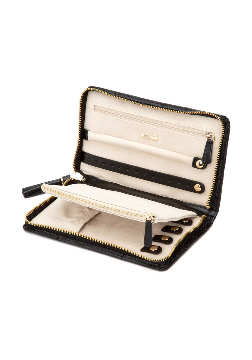 Wolf Caroline Black Leather Jewelry Portfolio - Image 2