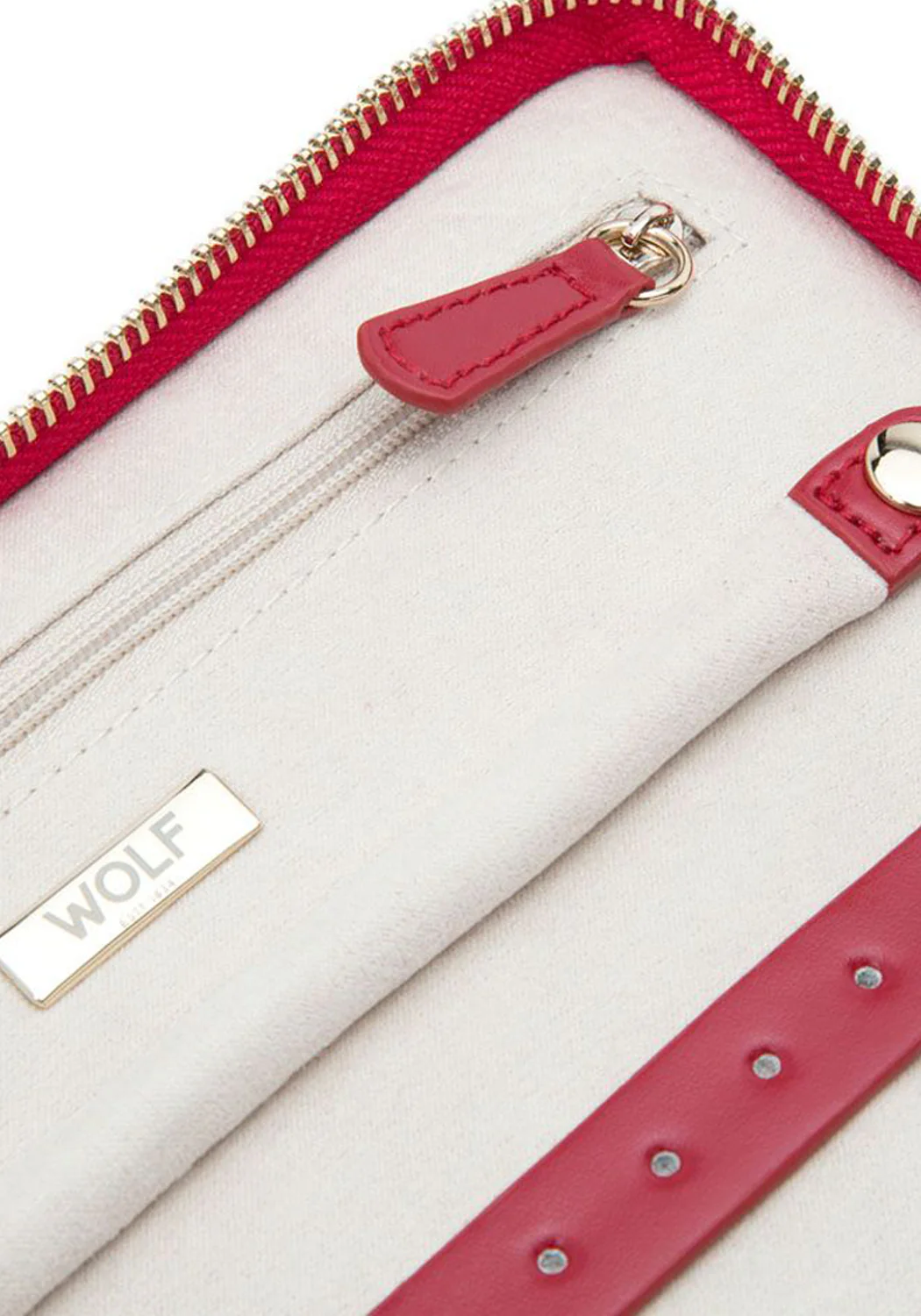 Wolf Caroline Red Leather Jewelry Portfolio - Image 4